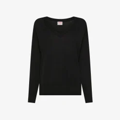 Sale Maglia con scollo a V nero con logo ricamato Donna Maglie