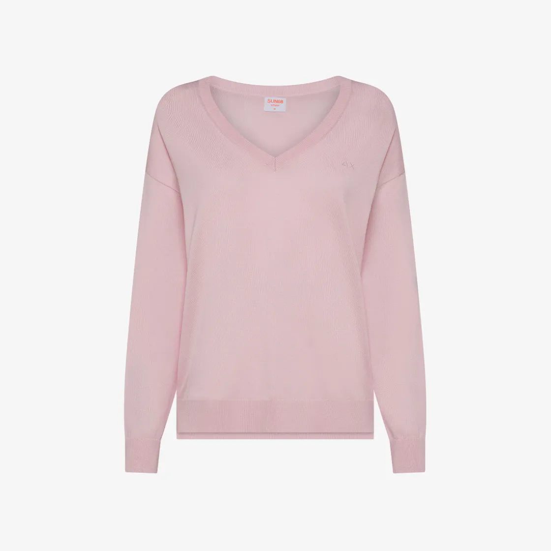 Outlet Maglia con scollo a V rosa con logo ricamato Donna Maglie