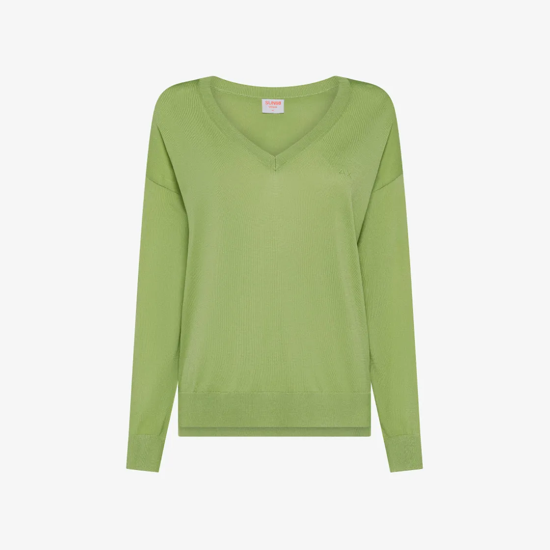 Best Maglia con scollo a V verde oliva con logo ricamato Donna Maglie