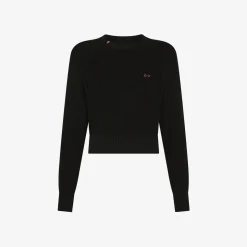 New Maglia in cotone a coste nero Donna Maglie