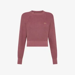 Online Maglia in cotone a coste rosa scuro Donna Maglie