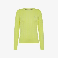 Online Maglia in cotone a trecce giallo limone Donna Maglie