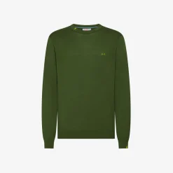 Outlet Maglia in cotone verde scuro Uomo Maglie