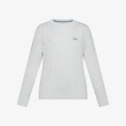 Hot Maglione in cotone a trecce bianco panna Bambino Maglie
