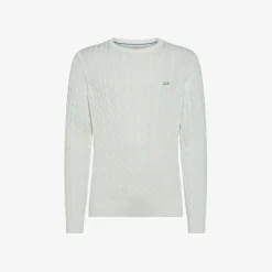 Fashion Maglione in cotone a trecce bianco panna Uomo Maglie