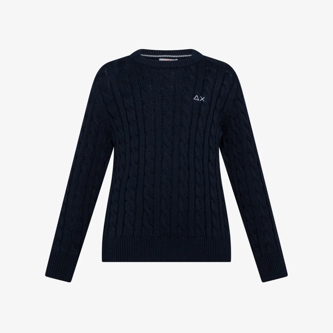 New Maglione in cotone a trecce blu navy Bambino Maglie