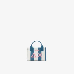 Hot Mini bag in cotone a pois avio scuro e bianchi Donna Borse|Accessori Donna