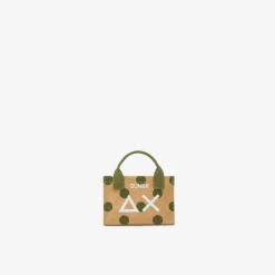 Sale Mini bag in cotone a pois beige e verde scuro Donna Borse|Accessori Donna