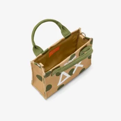 Sale Mini bag in cotone a pois beige e verde scuro Donna Borse|Accessori Donna