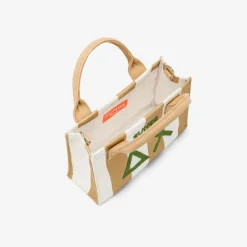 Hot Mini bag in cotone a pois beige e bianchi Donna Borse|Accessori Donna