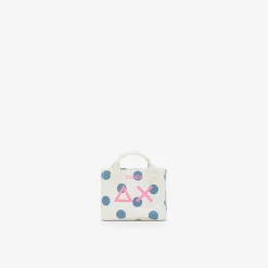 Hot Mini bag in cotone a pois bianchi panna e avio scuro Donna Borse|Accessori Donna