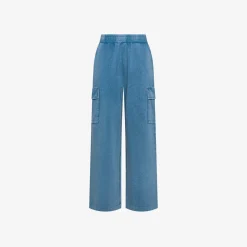 Clearance Pantaloni cargo in felpa avio scuro con trattamento marble Donna Pantaloni|Felpe
