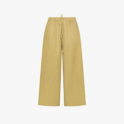 Discount Pantaloni in cotone beige con coulisse Donna Pantaloni