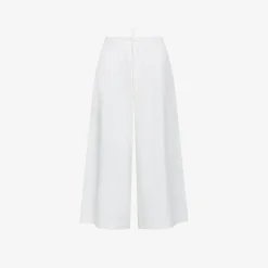 Clearance Pantaloni in cotone bianco panna con coulisse Donna Pantaloni