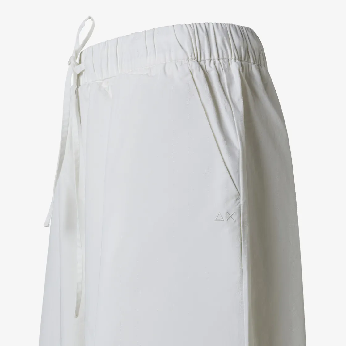 Clearance Pantaloni in cotone bianco panna con coulisse Donna Pantaloni