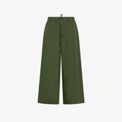 New Pantaloni in cotone verde scuro con coulisse Donna Pantaloni