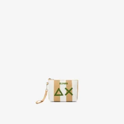 Hot Pochette in cotone a pois beige e bianchi Donna Borse|Accessori