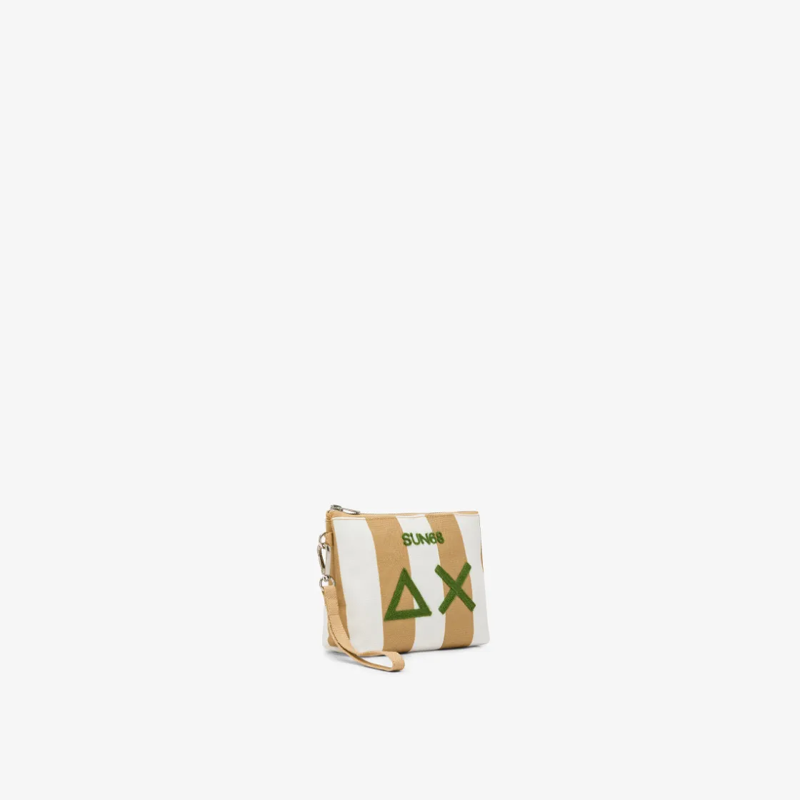 Hot Pochette in cotone a pois beige e bianchi Donna Borse|Accessori