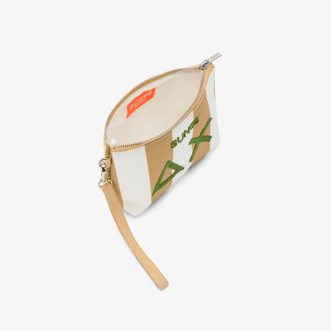 Hot Pochette in cotone a pois beige e bianchi Donna Borse|Accessori