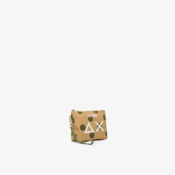Online Pochette in cotone a pois beige e verde scuro Donna Borse|Accessori