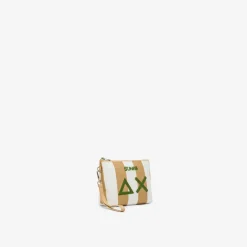 Online Pochette in cotone a pois beige e verde scuro Donna Borse|Accessori