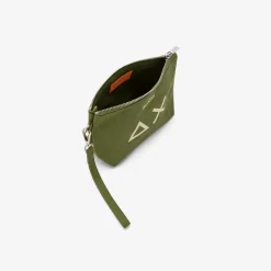 New Pochette in cotone verde scuro Donna Borse|Accessori
