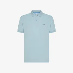 Hot Polo azzurra con logo ricamato Uomo Polo