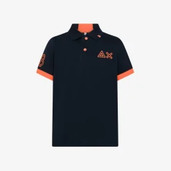 Fashion Polo blu navy con bottoni fluo Bambino Polo