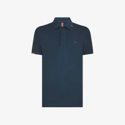 Clearance Polo blu navy con ricamo fluo Uomo Beachwear Uomo