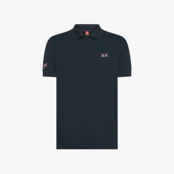 Hot Polo blu navy con sottocollo a contrasto Uomo Beachwear Uomo