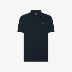 Hot Polo blu navy con stampa floreale Uomo Polo