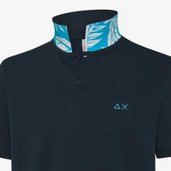Hot Polo blu navy con stampa floreale Uomo Polo