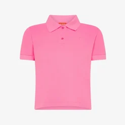 Clearance Polo cropped in cotone fucsia fluo Donna Polo|Beachwear Donna