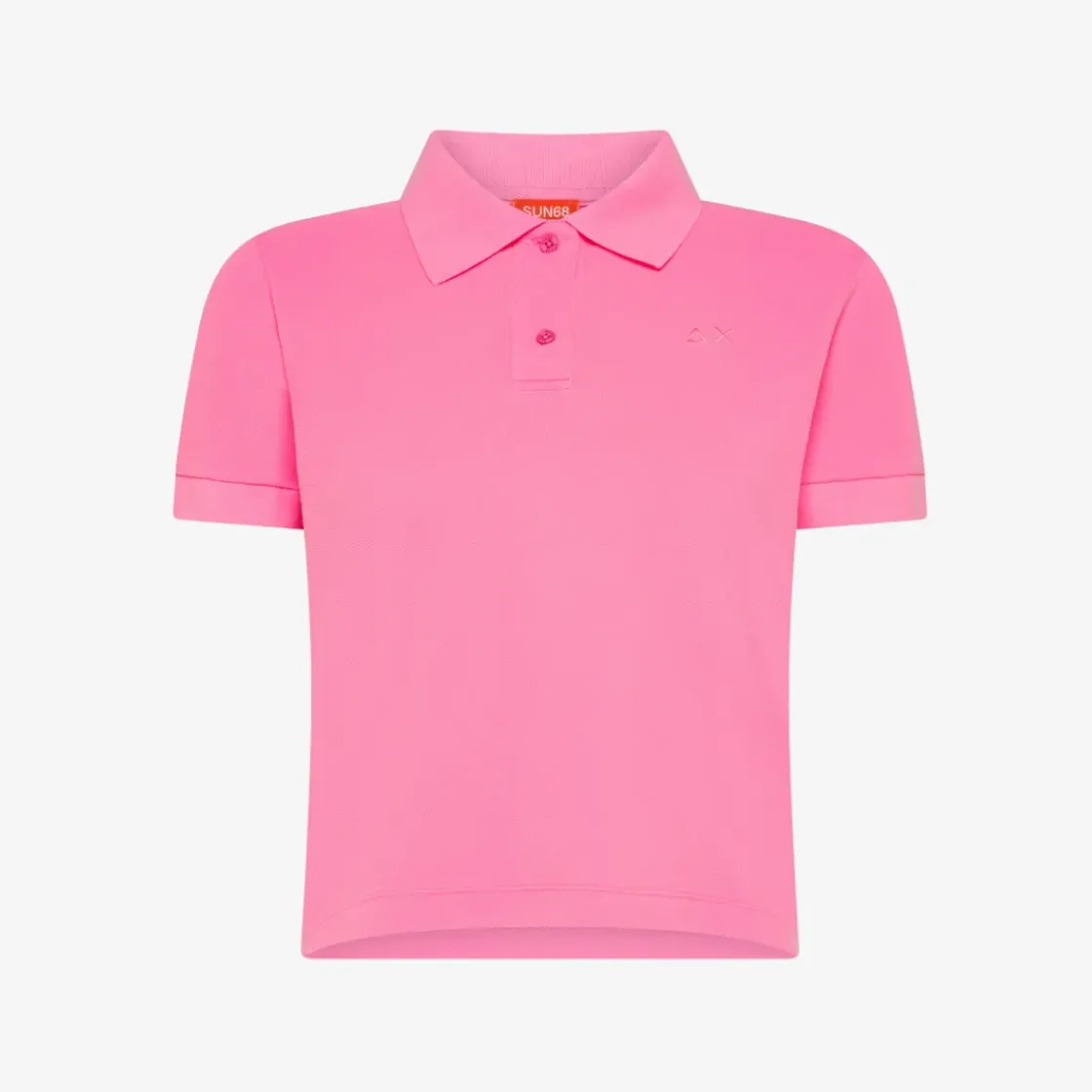 Clearance Polo cropped in cotone fucsia fluo Donna Polo|Beachwear Donna