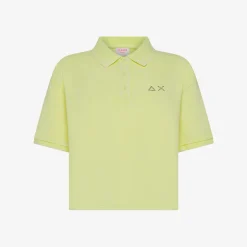 Discount Polo cropped in piquet di cotone giallo limone Donna Polo