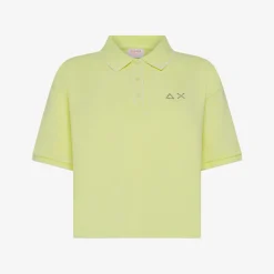 Outlet Polo cropped in piquet di cotone stone Donna Polo
