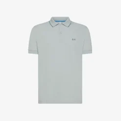 Fashion Polo grigio chiaro con riga a contrasto Uomo Polo