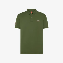 Online Polo in jersey di cotone verde scuro Uomo Beachwear Uomo