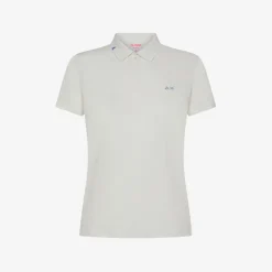 New Polo in lino e cotone bianco panna Donna Polo