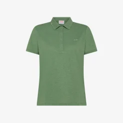 Fashion Polo in lino e cotone verde salvia Donna Polo
