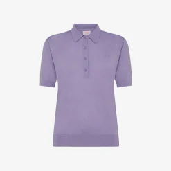 Sale Polo in maglia ciclamino con logo ricamato Donna Maglie