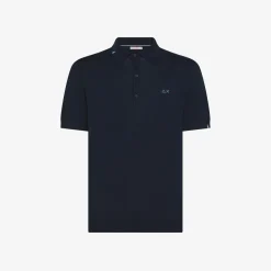 Discount Polo in maglia di cotone blu navy Uomo Maglie