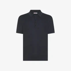 Outlet Polo in maglia di cotone blu navy Uomo Maglie