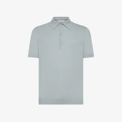 Outlet Polo in maglia di cotone grigio chiaro Uomo Maglie