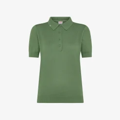 Online Polo in maglia di cotone verde salvia Donna Maglie