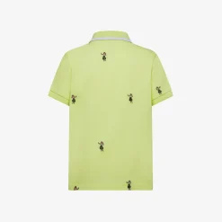 Sale Polo in piquet con ricami gialla limone Bambino Polo