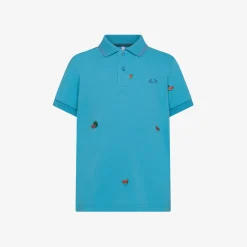 Clearance Polo in piquet con ricami turchese Bambino Polo