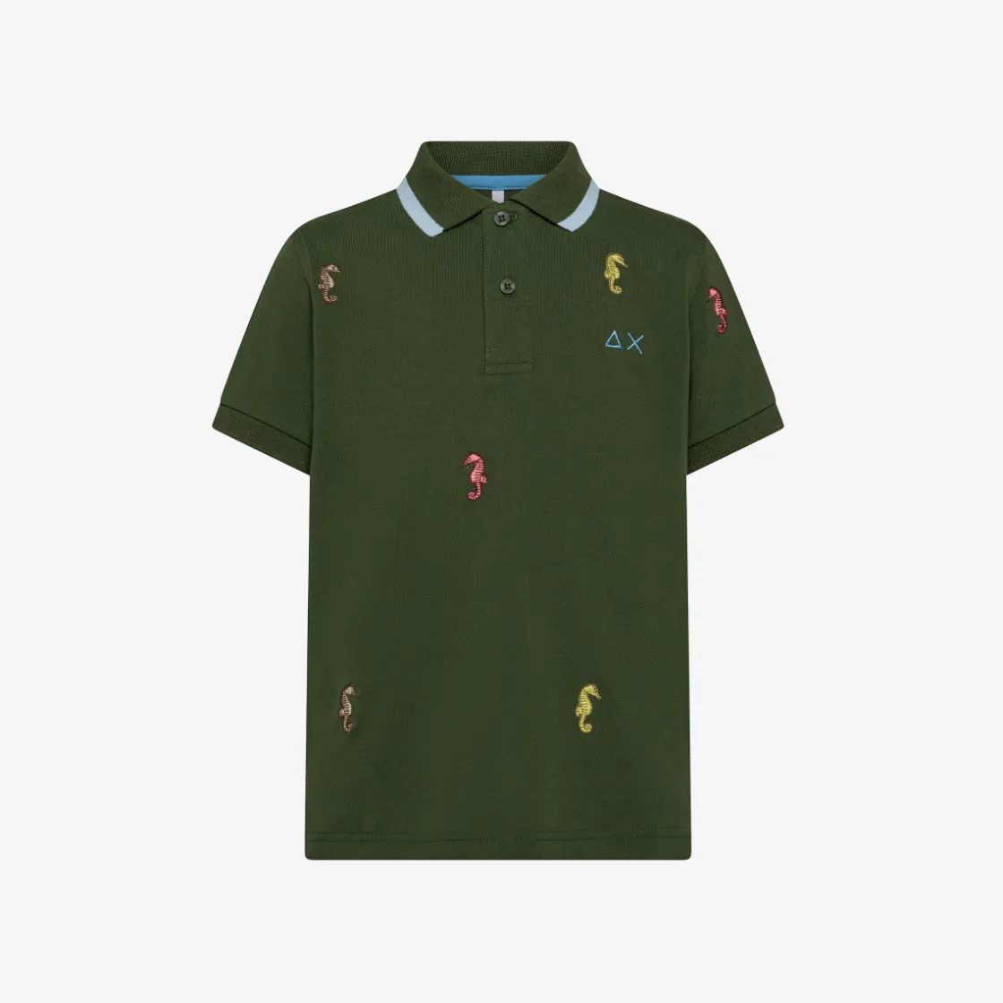Hot Polo in piquet con ricami verde scuro Bambino Polo