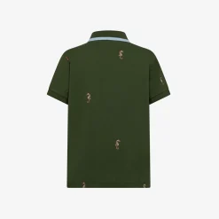 Hot Polo in piquet con ricami verde scuro Bambino Polo