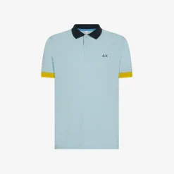 New Polo in piquet di cotone azzurro Uomo Polo